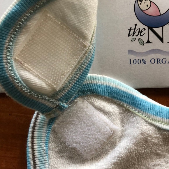 NWT | Organic Blue & White Bib | Matches doll/top - Picture 2 of 4